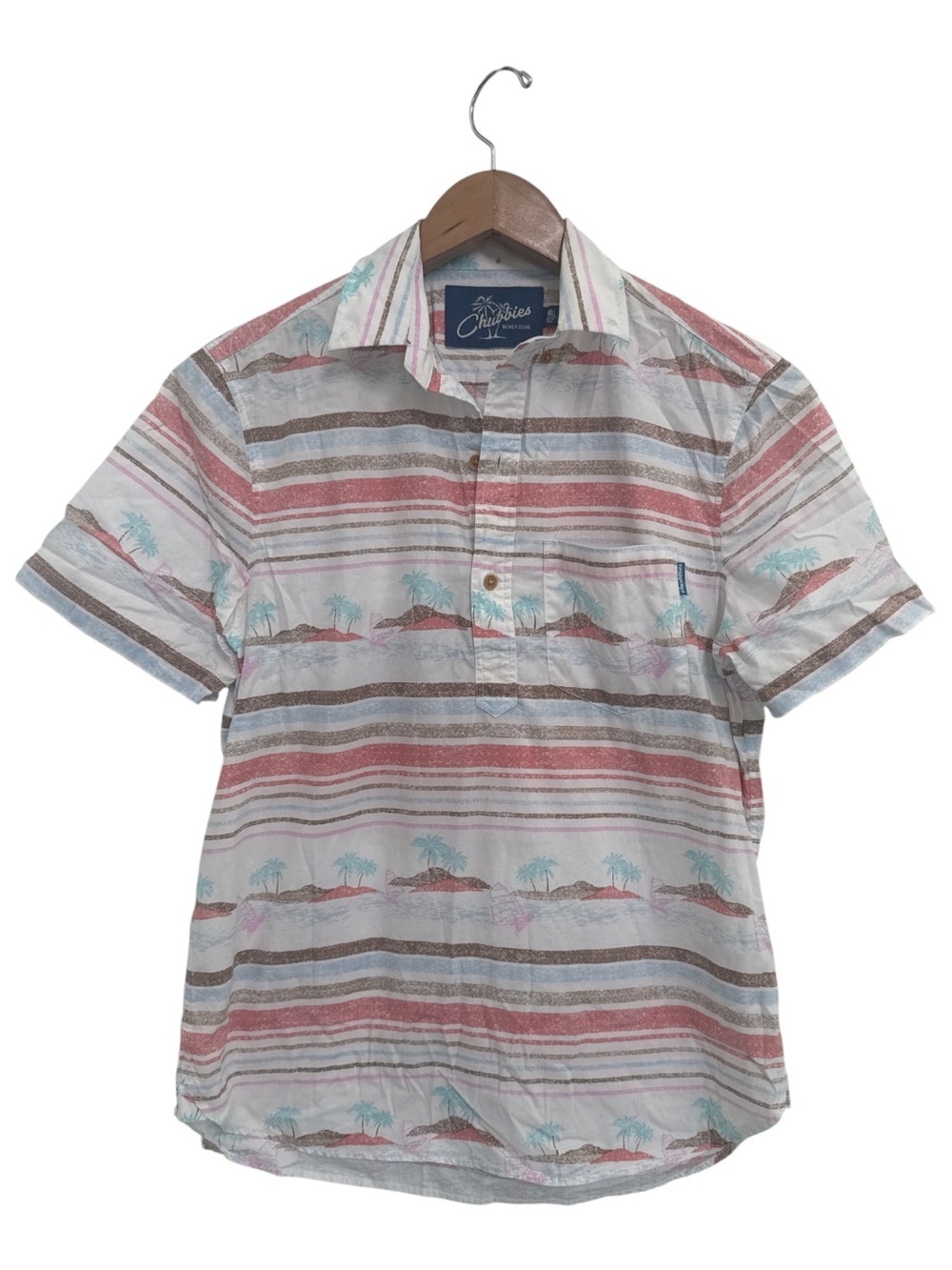 Chubbies Men’s Short Sleeve Striped Island Print Shirt